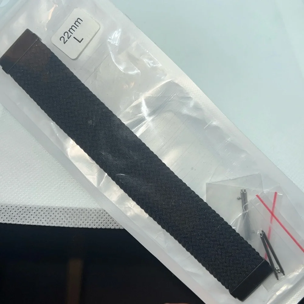 BRAIDED ELASTIC WATCH BAND BLACK LARGE - APPLE WATCH COMPATABLE
